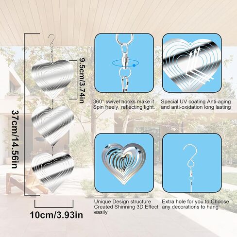 3D Water Drop Pendant Stainless Steel Wind Spinners, Bird Scare Discs with Metal Shiny Highly Reflective Double Sided 360°Rotating, Deterrents to Keep Scare Birds Away from Garden Patio Porches Yard in Saudi Arabia