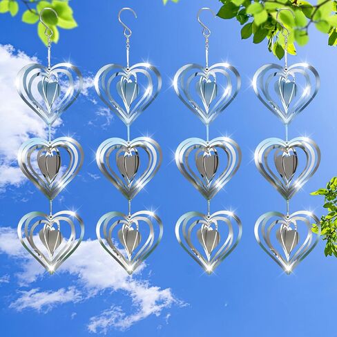 3D Water Drop Pendant Stainless Steel Wind Spinners, Bird Scare Discs with Metal Shiny Highly Reflective Double Sided 360°Rotating, Deterrents to Keep Scare Birds Away from Garden Patio Porches Yard in Saudi Arabia