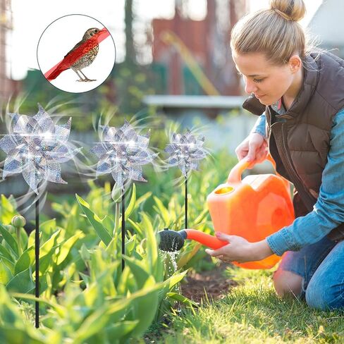 Qualirey 48 Pack عاكسة pinwheels مع حصص pinwheels Sparkly for Yard and Garden Windmill Spinners الكفاءة ردع المواد العاكسة تحافظ على الطيور بعيدًا عن حديقة الساحة (الفضة) in Kuwait