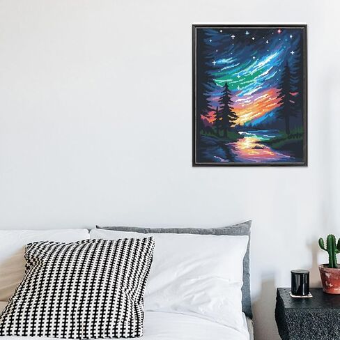 FreeBloss Cross Stitch Kits للبالغين Starry Sky Smoot Cross Stitch Kit مسبقًا تطريزًا مطبوعًا للمبتدئين مع تعليمات Needlepoint in Saudi Arabia