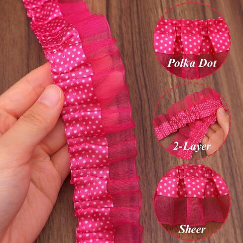 Retro Polka Dot Shuffle Trim 5 ياردة أسود تجمع الحافة تقليم لديكور المنزل in Kuwait