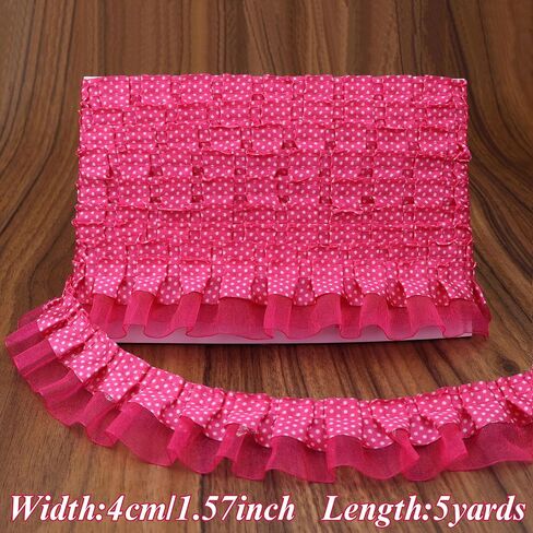 Retro Polka Dot Shuffle Trim 5 ياردة أسود تجمع الحافة تقليم لديكور المنزل in Kuwait