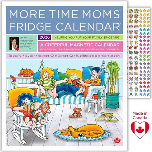More Time Moms Magnetic Fridge Calendar 2026 (13x16 Inches) - September 2025 to December 2026 Monthly Calendar Sticks to Refrigerator - Includes 500+ Stickers to Track Appointments, Reminders, Chores in Saudi Arabia