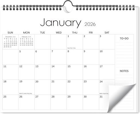 Aesthetic Wall Calendar 2025-2026, 17 Monthly Horizontal Hanging Calendar from August 2025 to December 2026, 14.5" x 11.5" Minimalist Modern & Simple Paper Wall Calendar for School, Home, Office in Kuwait