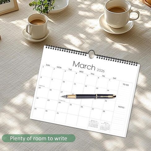 Aesthetic Wall Calendar 2025-2026, 17 Monthly Horizontal Hanging Calendar from August 2025 to December 2026, 14.5" x 11.5" Minimalist Modern & Simple Paper Wall Calendar for School, Home, Office in Kuwait