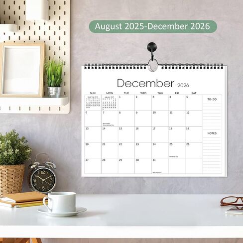Aesthetic Wall Calendar 2025-2026, 17 Monthly Horizontal Hanging Calendar from August 2025 to December 2026, 14.5" x 11.5" Minimalist Modern & Simple Paper Wall Calendar for School, Home, Office in Kuwait