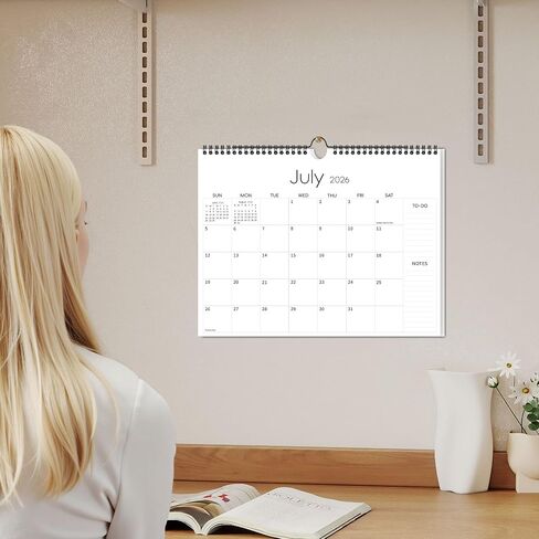 Aesthetic Wall Calendar 2025-2026, 17 Monthly Horizontal Hanging Calendar from August 2025 to December 2026, 14.5" x 11.5" Minimalist Modern & Simple Paper Wall Calendar for School, Home, Office in Kuwait