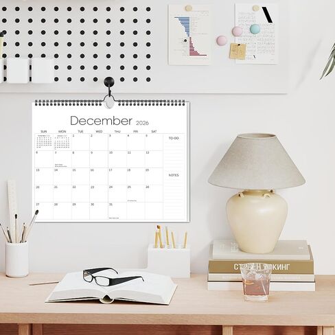Aesthetic Wall Calendar 2025-2026, 17 Monthly Horizontal Hanging Calendar from August 2025 to December 2026, 14.5" x 11.5" Minimalist Modern & Simple Paper Wall Calendar for School, Home, Office in Kuwait