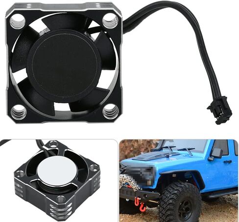 RC Cooling Fan, Aluminum 32000RPM 25x25MM Remote Control Vehicle Heat Dissipation Fan RC Electronic Speed Controller Strong Metal Fan for 1/10, 1/8, 1/12 Scale RC Car(black silver) Rc Fan in Saudi Arabia