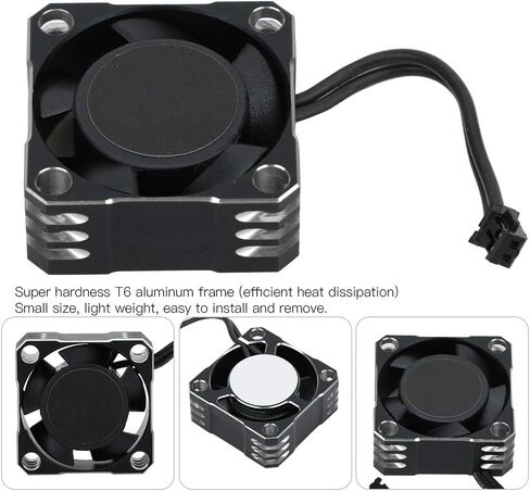 RC Cooling Fan, Aluminum 32000RPM 25x25MM Remote Control Vehicle Heat Dissipation Fan RC Electronic Speed Controller Strong Metal Fan for 1/10, 1/8, 1/12 Scale RC Car(black silver) Rc Fan in Saudi Arabia