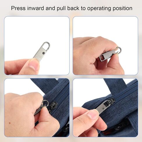 12pcs Zipper Pull Replacement Kit, Detachable Metal Zipper Tabs Tag and Extension Pull Cords Repair Slider Head Fixer for Backpack Jacket Pants Luggage Boots Tent (Black) in Saudi Arabia