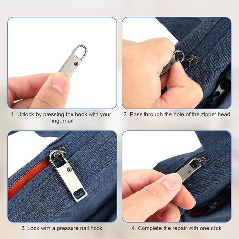 12pcs Zipper Pull Replacement Kit, Detachable Metal Zipper Tabs Tag and Extension Pull Cords Repair Slider Head Fixer for Backpack Jacket Pants Luggage Boots Tent (Black) in Saudi Arabia