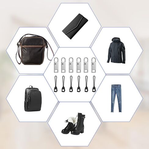 12pcs Zipper Pull Replacement Kit, Detachable Metal Zipper Tabs Tag and Extension Pull Cords Repair Slider Head Fixer for Backpack Jacket Pants Luggage Boots Tent (Black) in Saudi Arabia