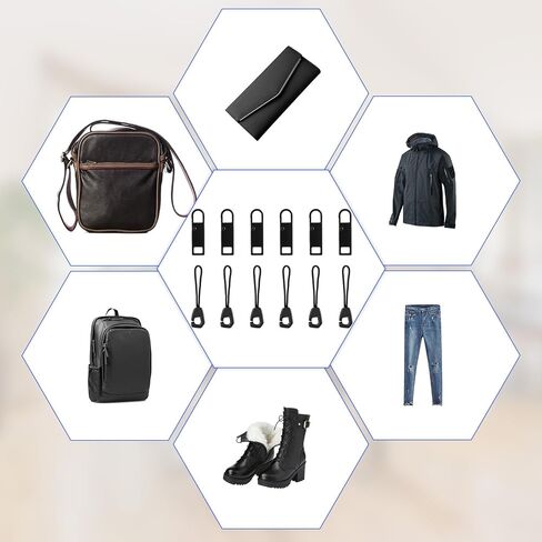 12pcs Zipper Pull Replacement Kit, Detachable Metal Zipper Tabs Tag and Extension Pull Cords Repair Slider Head Fixer for Backpack Jacket Pants Luggage Boots Tent (Black) in Kuwait