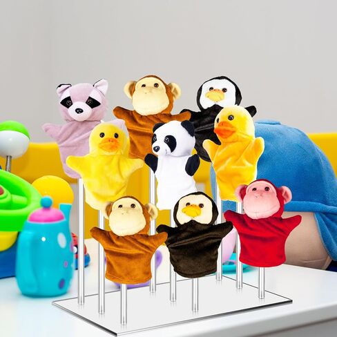 Chunful Acrylic Puppet Stand Clear Finger Puppets Tree Store Doll Holder for Kids Toddlers Holds 9 Hand Puppets Classroom Home Anti Crush Stand for Storage and Easy Accessibility in Saudi Arabia