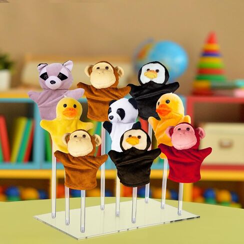 Chunful Acrylic Puppet Stand Clear Finger Puppets Tree Store Doll Holder for Kids Toddlers Holds 9 Hand Puppets Classroom Home Anti Crush Stand for Storage and Easy Accessibility in Saudi Arabia