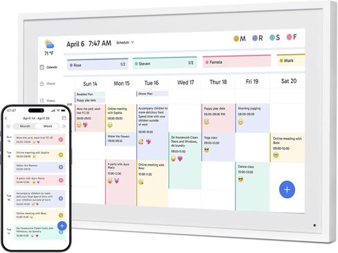 Dragon Touch 15.6" Digital Calendar Chore Chart – 1080P Full HD Interactive Touchscreen, Smart Family Planner, Hearth Display Digital Calendar Wall & Desk Mountable for Seamless Scheduling in Saudi Arabia