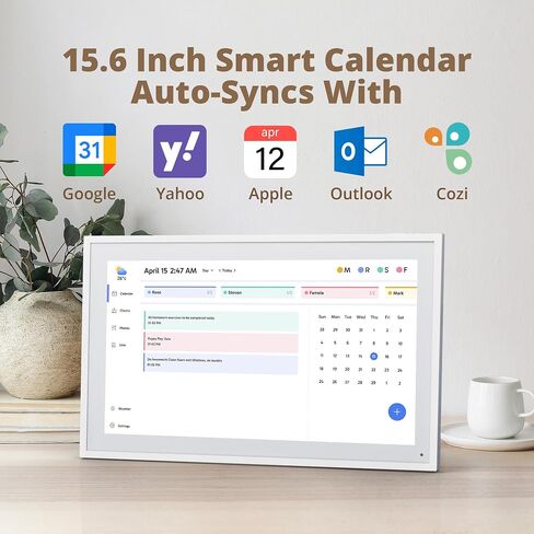 Dragon Touch 15.6" Digital Calendar Chore Chart – 1080P Full HD Interactive Touchscreen, Smart Family Planner, Hearth Display Digital Calendar Wall & Desk Mountable for Seamless Scheduling in Saudi Arabia