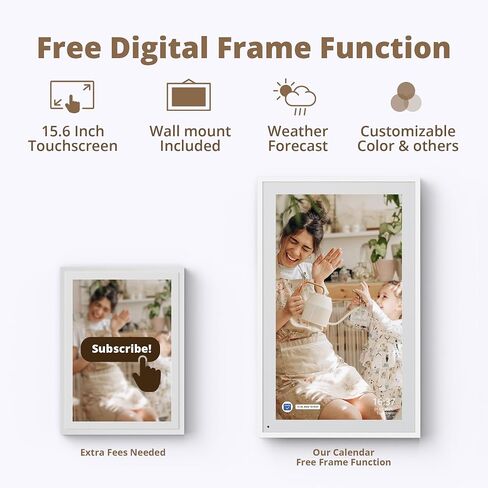 Dragon Touch 15.6" Digital Calendar Chore Chart – 1080P Full HD Interactive Touchscreen, Smart Family Planner, Hearth Display Digital Calendar Wall & Desk Mountable for Seamless Scheduling in Saudi Arabia