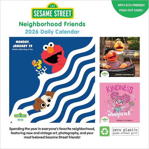 TF Publishing 2026 Sesame Street Daily Desktop Calendar - Home and Office Organization - Small Desk Calendar 2026 with Full-Color Tear-Off Pages and Standing Cardboard Easel - 5.25in x 5.25in in Saudi Arabia