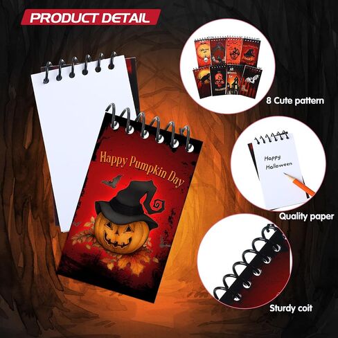 Pajean 24 Pieces Halloween Mini Spiral Notepads Halloween Notebooks Party Favors Spiders Cat Pumpkin Spiral Notebook for Goodie Bag Stuffers Filler Gifts School Supplies Decor in Saudi Arabia