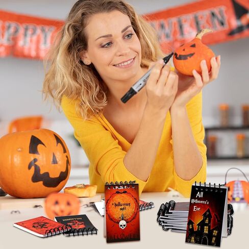 Pajean 24 Pieces Halloween Mini Spiral Notepads Halloween Notebooks Party Favors Spiders Cat Pumpkin Spiral Notebook for Goodie Bag Stuffers Filler Gifts School Supplies Decor in Saudi Arabia