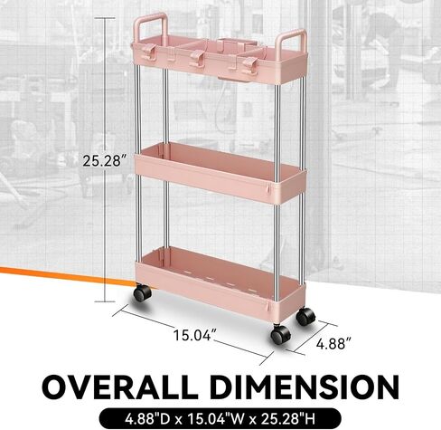سعة Auto Dynasty 3 Tier Slim Rolling مع مقبض ، عربة تخزين متعددة الوظائف ، منظم تخزين متحرك مع عجلات للمكتب ، الحمام ، المطبخ ، الأماكن الضيقة (أبيض) in Kuwait