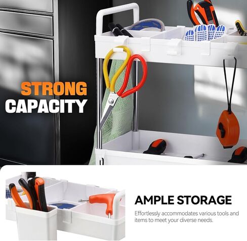 سعة Auto Dynasty 3 Tier Slim Rolling مع مقبض ، عربة تخزين متعددة الوظائف ، منظم تخزين متحرك مع عجلات للمكتب ، الحمام ، المطبخ ، الأماكن الضيقة (أبيض) in Kuwait