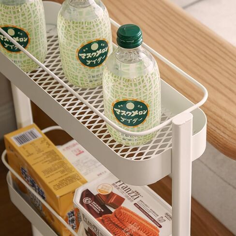 Rolling Storage Cart, 3 Tier Bathroom Organizer Mobile Shelving Unit, Metal Utility Cart Tower Rack for Kitchen Laundry Narrow Places(Fully Assembled Furniture, White) in Saudi Arabia