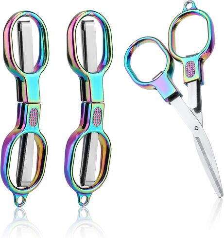 3pcs Folding Scissors, Stainless Steel Mini Travel Small Portable Pocket Badge Foldable Compact Scissor Cutting Tool for Nurse Accessories Home Office Craft Crochet Sewing Use in Saudi Arabia