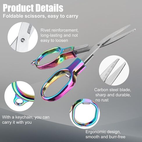 3pcs Folding Scissors, Stainless Steel Mini Travel Small Portable Pocket Badge Foldable Compact Scissor Cutting Tool for Nurse Accessories Home Office Craft Crochet Sewing Use in Saudi Arabia