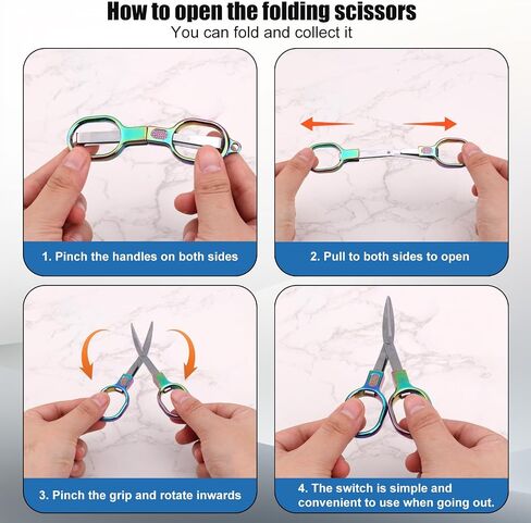 3pcs Folding Scissors, Stainless Steel Mini Travel Small Portable Pocket Badge Foldable Compact Scissor Cutting Tool for Nurse Accessories Home Office Craft Crochet Sewing Use in Saudi Arabia