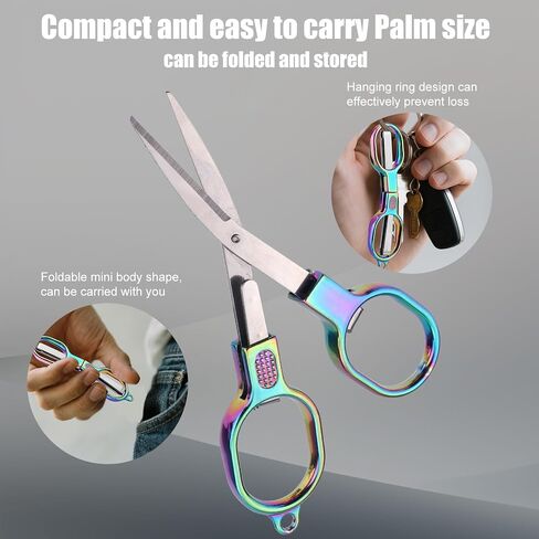 3pcs Folding Scissors, Stainless Steel Mini Travel Small Portable Pocket Badge Foldable Compact Scissor Cutting Tool for Nurse Accessories Home Office Craft Crochet Sewing Use in Saudi Arabia