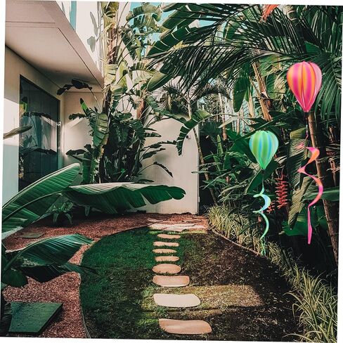 4Pcs Rainbow Wind Spinners with Striped Sequins Hot Air Balloon Pendants for Outdoor Garden Decoration Eye Catching Decor for Parties and Events in Saudi Arabia