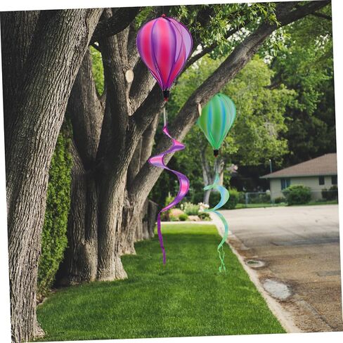 4Pcs Rainbow Wind Spinners with Striped Sequins Hot Air Balloon Pendants for Outdoor Garden Decoration Eye Catching Decor for Parties and Events in Saudi Arabia