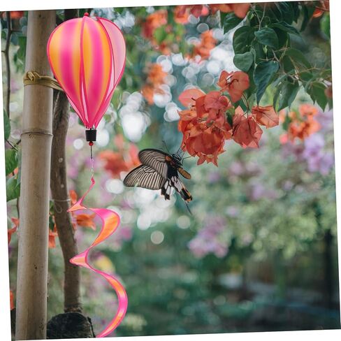 4Pcs Rainbow Wind Spinners with Striped Sequins Hot Air Balloon Pendants for Outdoor Garden Decoration Eye Catching Decor for Parties and Events in Saudi Arabia