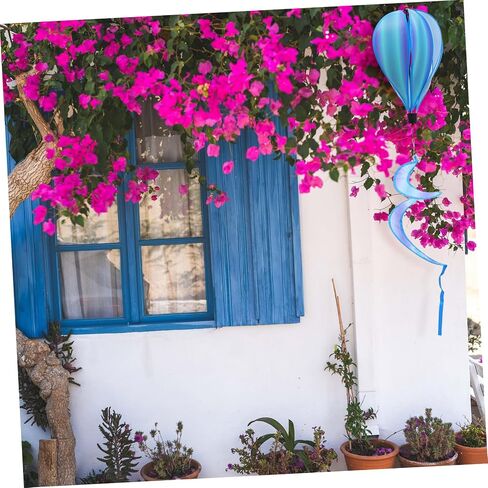 4Pcs Rainbow Wind Spinners with Striped Sequins Hot Air Balloon Pendants for Outdoor Garden Decoration Eye Catching Decor for Parties and Events in Saudi Arabia