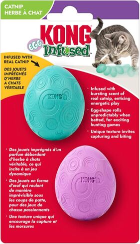 Kong Infused Catnip Egg Spring/Easter Cat Toy-لعبة متذبذبة ومتداول Catnip المملوءة بملعب للعب | متينة للمتعة المنفردة والمتعددة القطط in Saudi Arabia