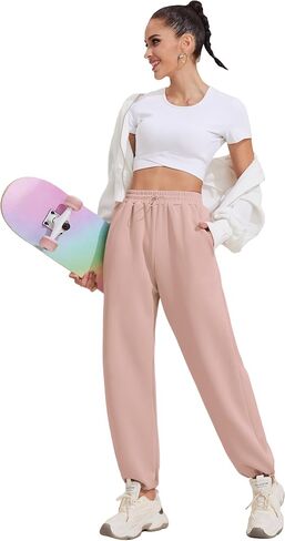 Pinspark Sweatpants Women Baggy Sweatpants for Women High Waisted Soft Joggers for Women with Pockets Drawstring Ankle in Saudi Arabia