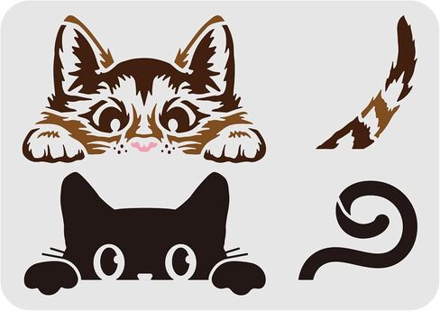 FINGERINSPIRE Peeking Cat Painting Stencil 11.7x8.3inch Reusable Cute Cat Drawing Pattern DIY Template Animal Cat Stencil for Painting on Wall, Wood, Furniture, Fabric and Paper in Saudi Arabia