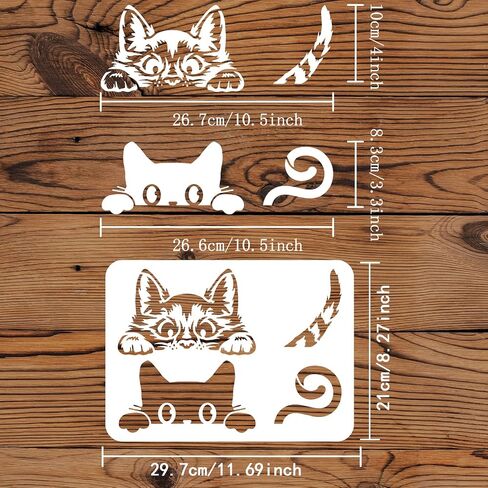 FINGERINSPIRE Peeking Cat Painting Stencil 11.7x8.3inch Reusable Cute Cat Drawing Pattern DIY Template Animal Cat Stencil for Painting on Wall, Wood, Furniture, Fabric and Paper in Saudi Arabia