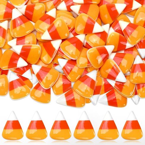Jansun 100 Pcs Fake Candy Corn, Resin Halloween Table Decorations for Tiered Tray Vase Filler Jewelry Making Halloween Crafts DIY in Saudi Arabia