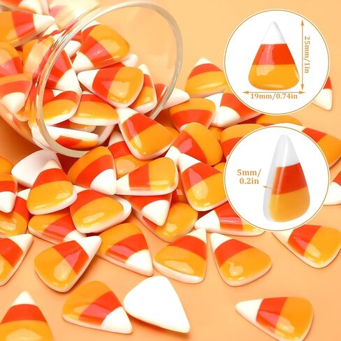 Jansun 100 Pcs Fake Candy Corn, Resin Halloween Table Decorations for Tiered Tray Vase Filler Jewelry Making Halloween Crafts DIY in Saudi Arabia