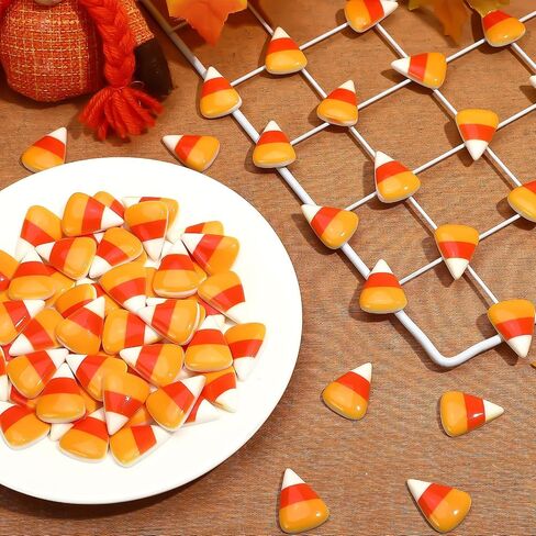 Jansun 100 Pcs Fake Candy Corn, Resin Halloween Table Decorations for Tiered Tray Vase Filler Jewelry Making Halloween Crafts DIY in Saudi Arabia