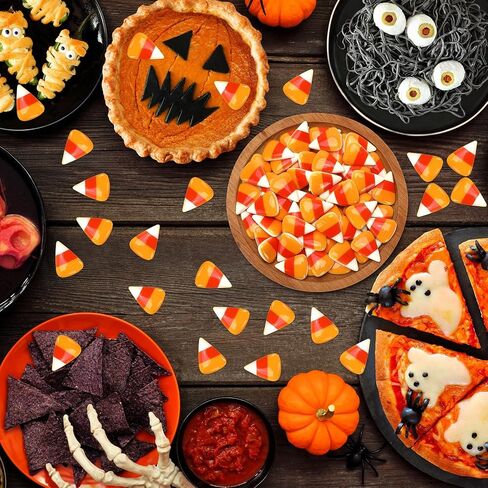 Jansun 100 Pcs Fake Candy Corn, Resin Halloween Table Decorations for Tiered Tray Vase Filler Jewelry Making Halloween Crafts DIY in Saudi Arabia