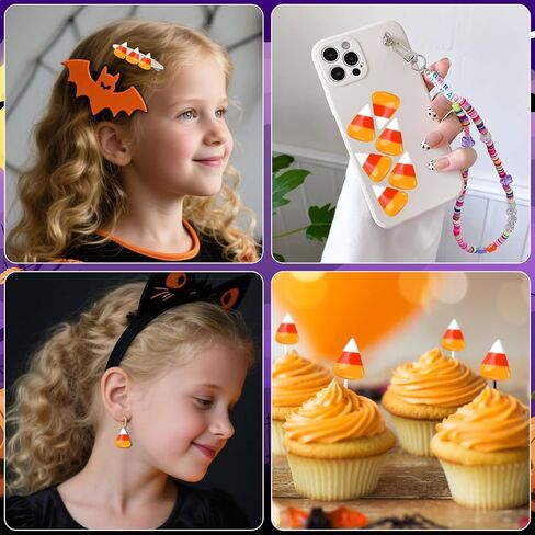 Jansun 100 Pcs Fake Candy Corn, Resin Halloween Table Decorations for Tiered Tray Vase Filler Jewelry Making Halloween Crafts DIY in Saudi Arabia