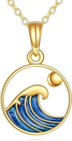 KECHO 14k Gold Mountain Sunset Layered Necklace for Women Exquisite Romantic Mountain Charms Circle Pendant Nature Jewelry Necklace for Girls Gifts in Saudi Arabia