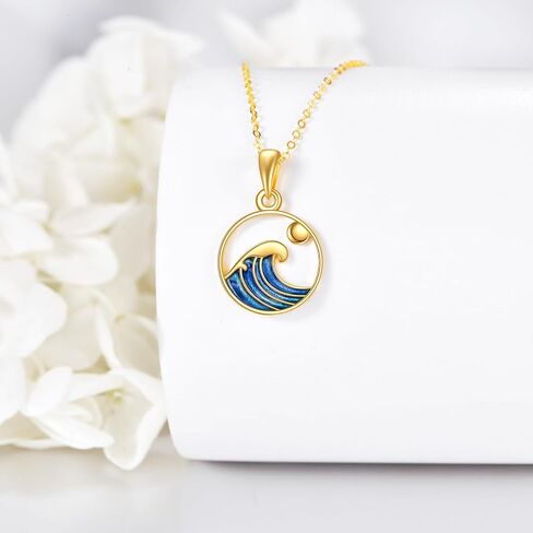 KECHO 14k Gold Mountain Sunset Layered Necklace for Women Exquisite Romantic Mountain Charms Circle Pendant Nature Jewelry Necklace for Girls Gifts in Saudi Arabia