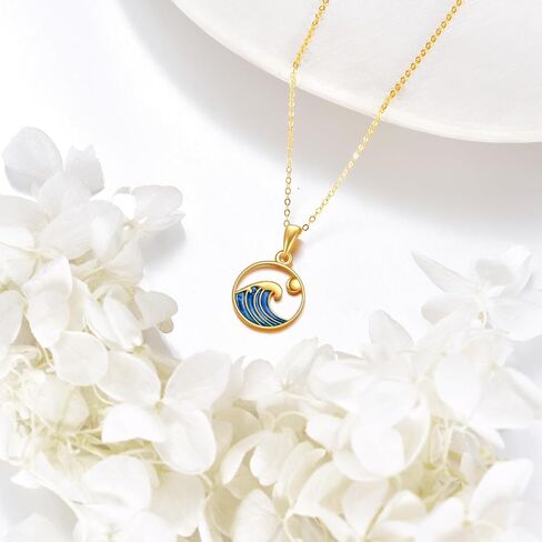 KECHO 14k Gold Mountain Sunset Layered Necklace for Women Exquisite Romantic Mountain Charms Circle Pendant Nature Jewelry Necklace for Girls Gifts in Saudi Arabia
