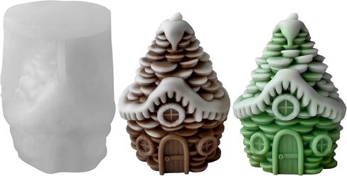 Christmas House Christmas Cylinder Candle & Resin Mold - Resin Casting Silicone Molds for Home Decor & Candle Making Wave Spiral Mold in Saudi Arabia